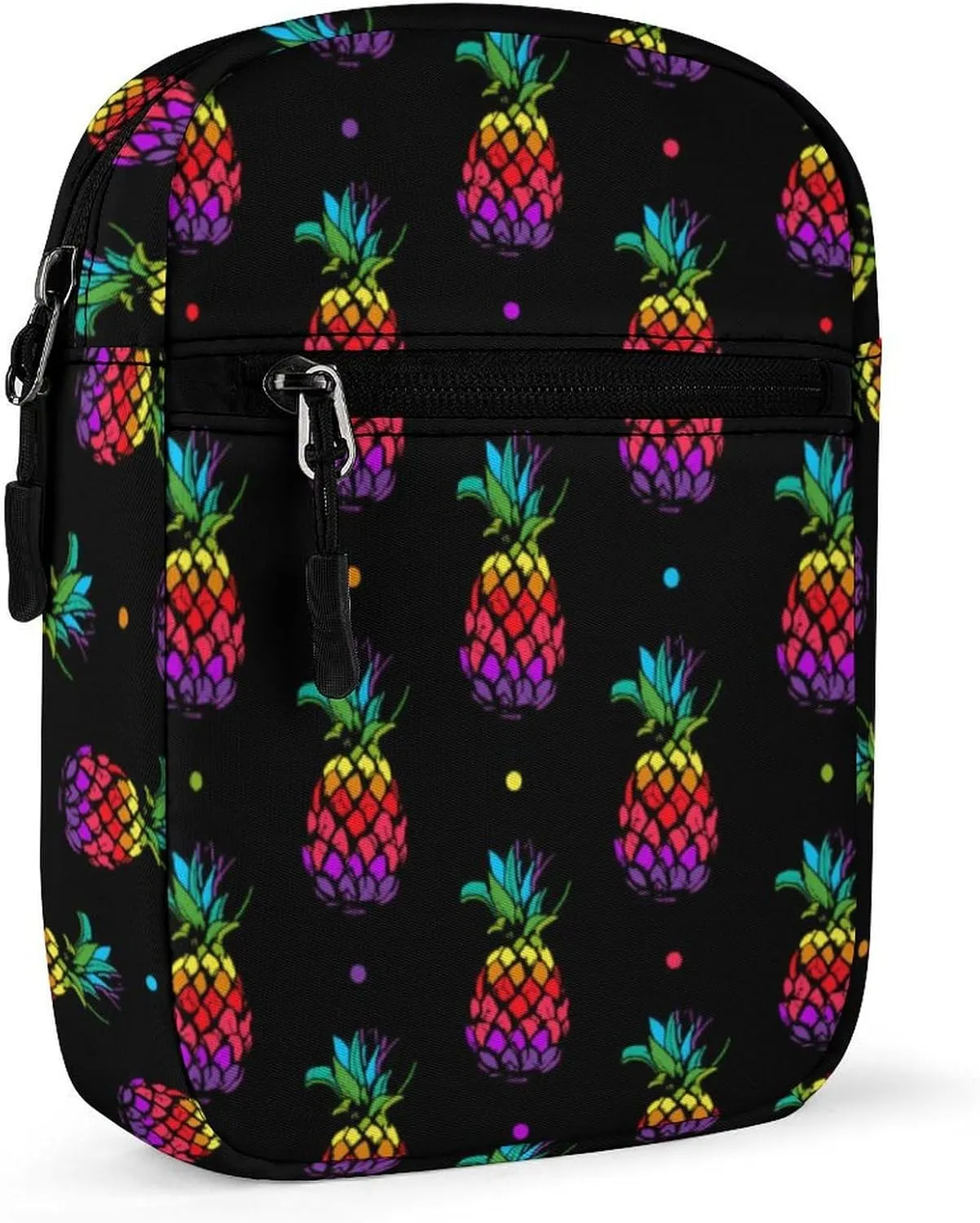 Rainbow Colored Pineapples Crossbody Bag Small Shoulder Bag Waterproof, Lightweight And Convenient