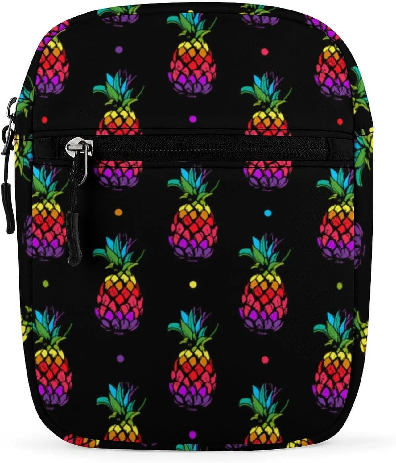 Rainbow Colored Pineapples Crossbody Bag Small Shoulder Bag Waterproof, Lightweight And Convenient