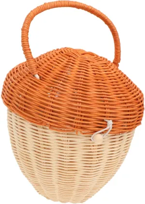 Rattan Acorn Handbag for Adorable Woven Clutch Bag Unique Decorative Basket for Photography Storage Durable Eye Catching Design for Outfits