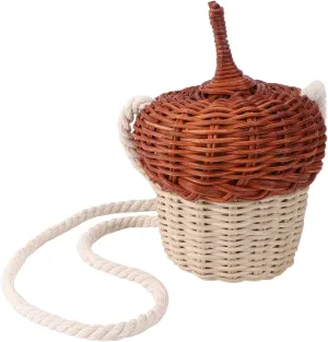 Rattan Handheld Bag Creative Basket Shaped Pouch for Photography Props Mini Purse Smooth Surface Design Durable and Attractive