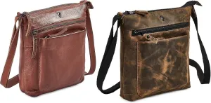 Real Leather Purse for Women Crossbody Bag Travel Shoulder Handbag Small Vintage Pocketbook | Pack of 2 | Color- Brown, Moss