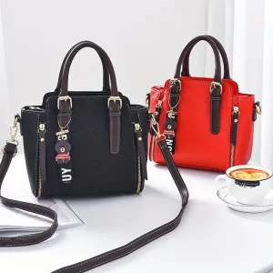 realaiot  Fashion Zipper Decor Handbag, Small PU Crossbody Bag, Women's Top Handle Satchel Purses