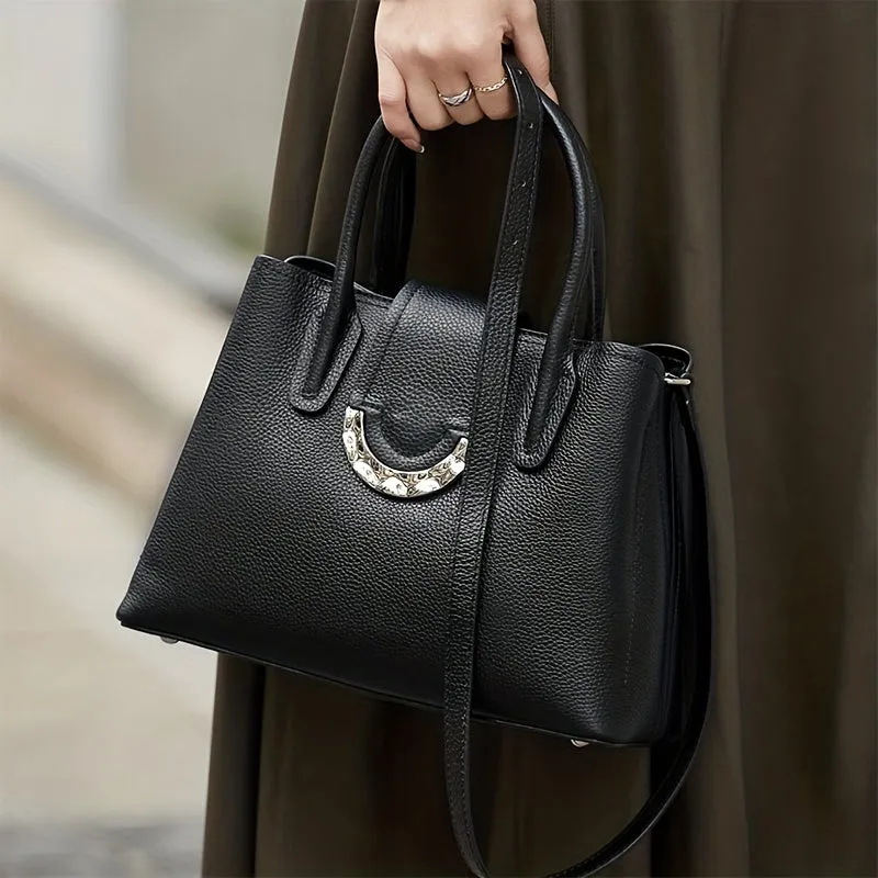 realaiot  ZOOLER Buckle Decor Handbag, Fashion Leather Crossbody Bag, Women's Office & Work Purses