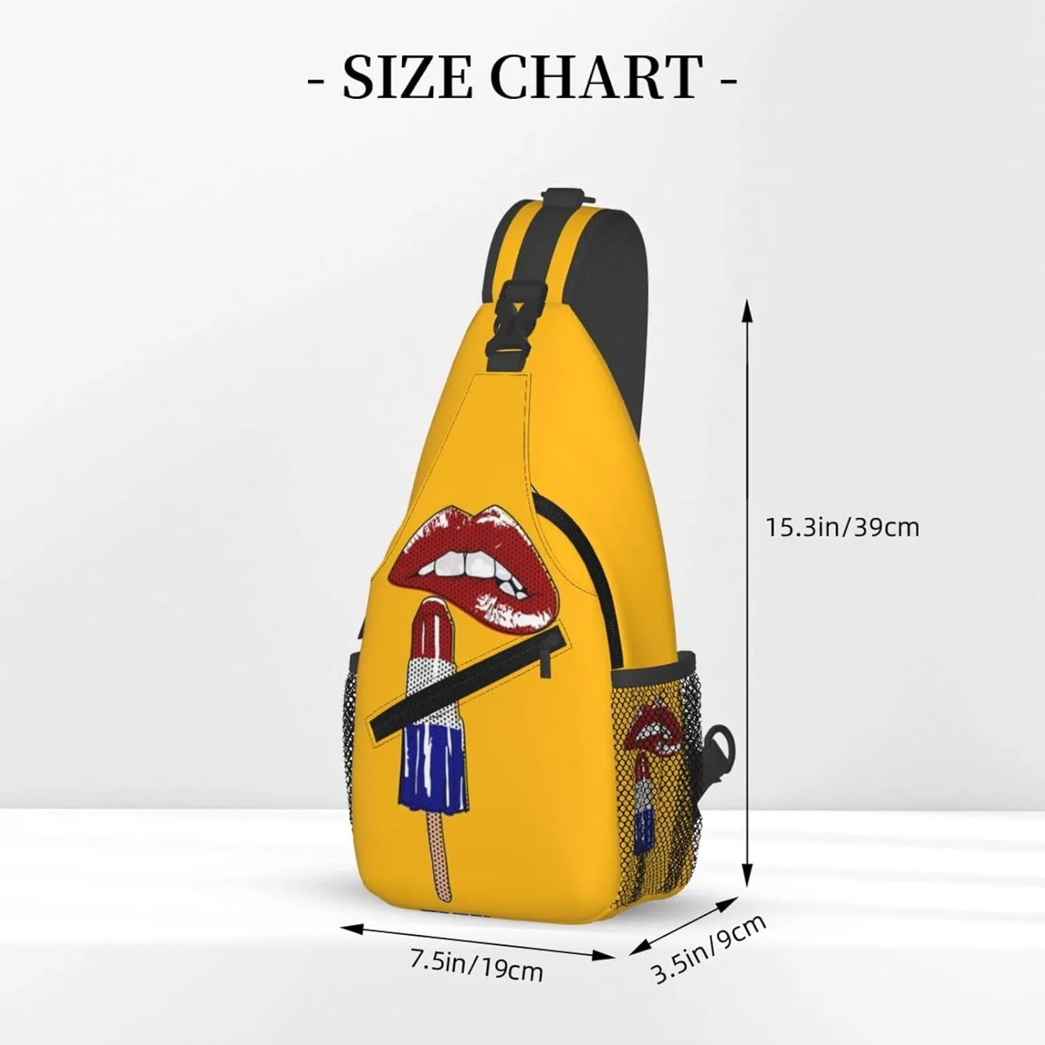 Red Lipstick Lips Black Polka Dots Crossbody Bag Cross Chest Bag Adjustable Sling Backpack Sports Gym Shoulder Bags Travel Cycling Daypack Diagonally Casual Rucksack