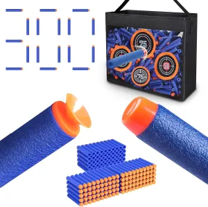 Refill Darts 300PCS Bullets Ammo Pack Compatible with Nerf N-Strike Elite Series, Two Types of Foam Bullet Tips with Portable Shooting Practice Target Toy Storage Mesh Bag.