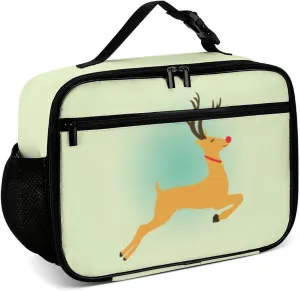 Reindeer Reusable Lunch Box Insulated Lunch Bag Cooler Bag Lunchbox Meal Food Container Tote Bag for Women Kids Girls Boy School Camping Hiking Picnic Beach Travel