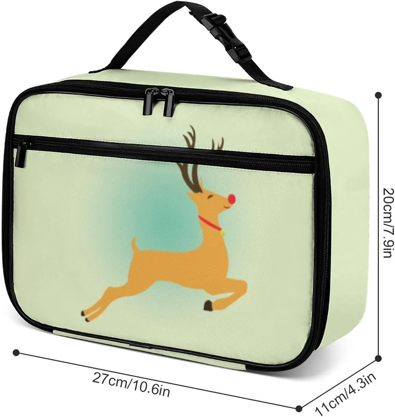 Reindeer Reusable Lunch Box Insulated Lunch Bag Cooler Bag Lunchbox Meal Food Container Tote Bag for Women Kids Girls Boy School Camping Hiking Picnic Beach Travel