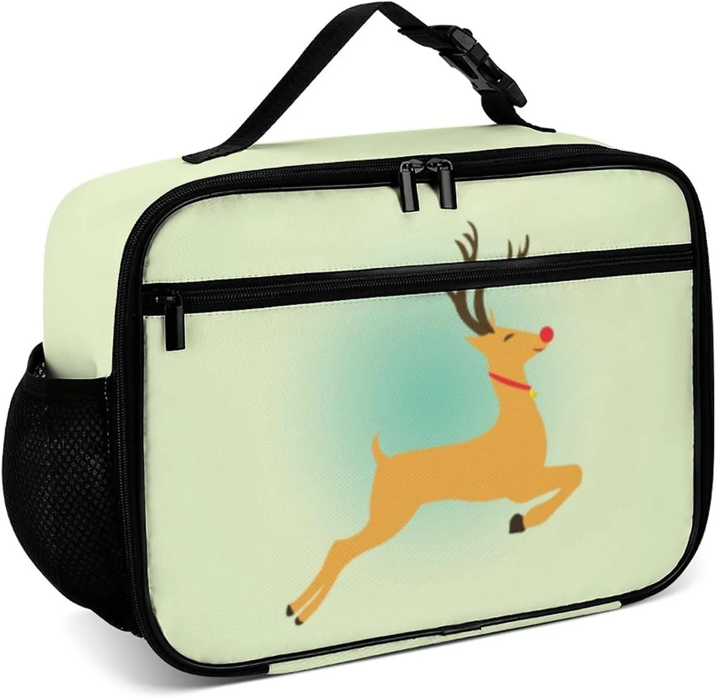 Reindeer Reusable Lunch Box Insulated Lunch Bag Cooler Bag Lunchbox Meal Food Container Tote Bag for Women Kids Girls Boy School Camping Hiking Picnic Beach Travel