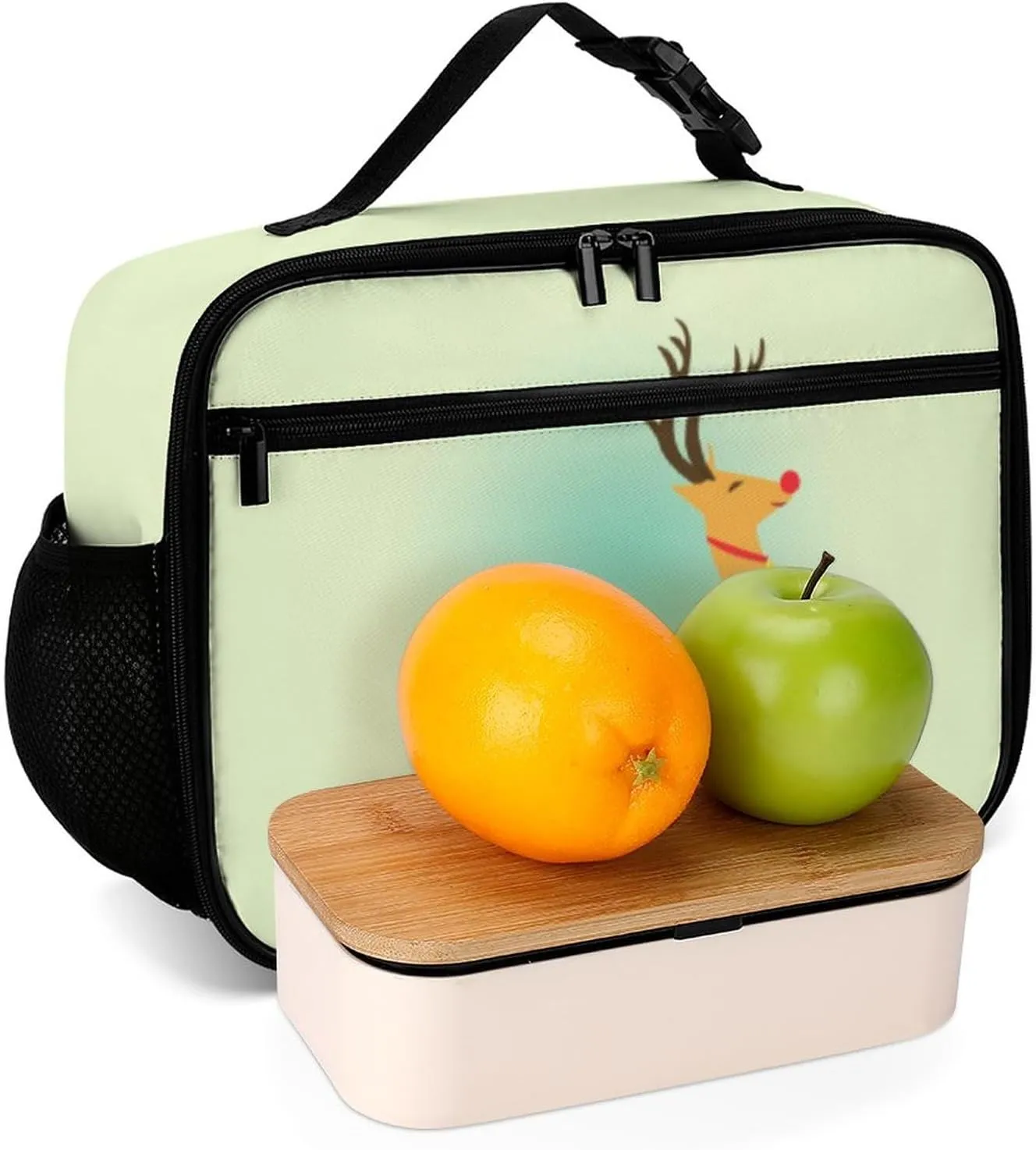 Reindeer Reusable Lunch Box Insulated Lunch Bag Cooler Bag Lunchbox Meal Food Container Tote Bag for Women Kids Girls Boy School Camping Hiking Picnic Beach Travel