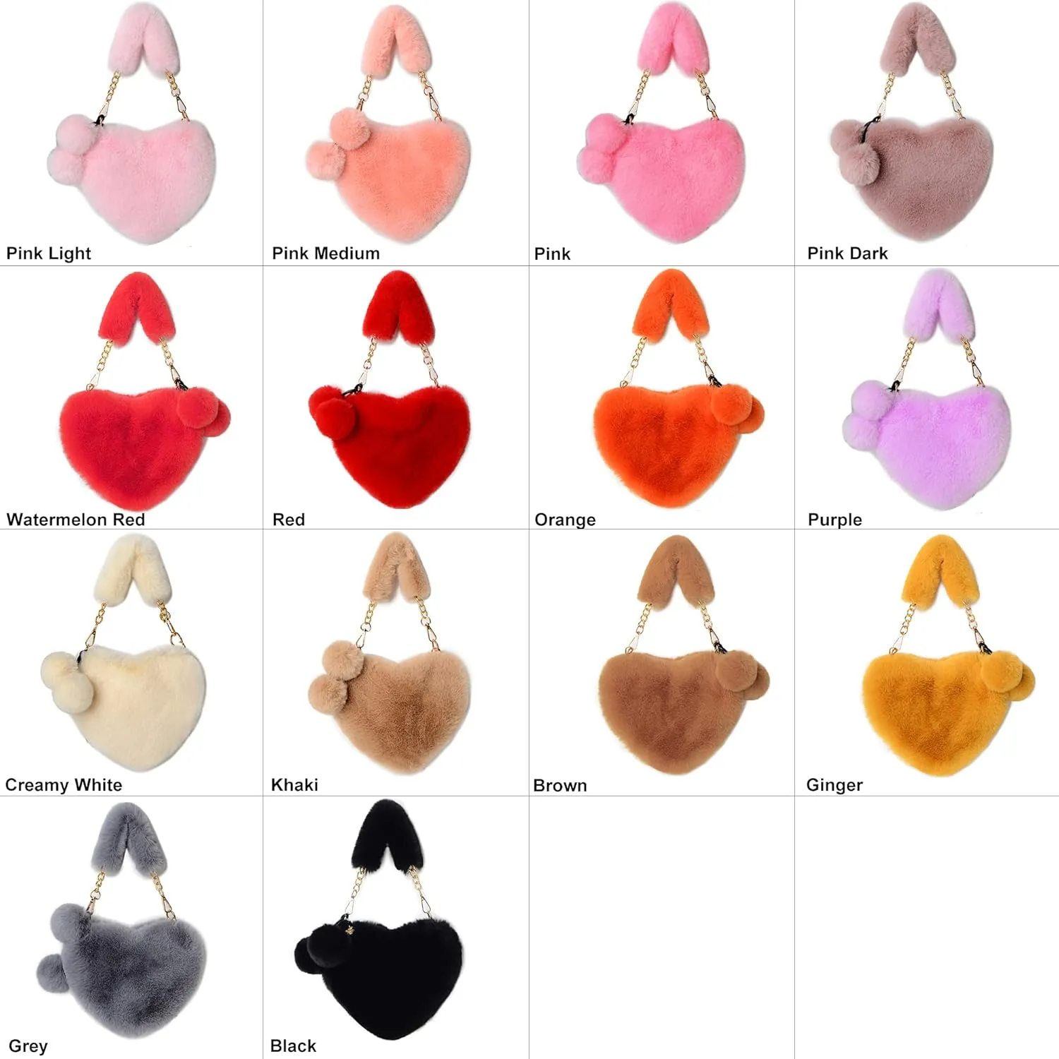 Rejolly Furry Purse for Girls Heart Shaped Fluffy Faux Fur Handbag for Women Soft Small Shoulder Bag Clutch Purse