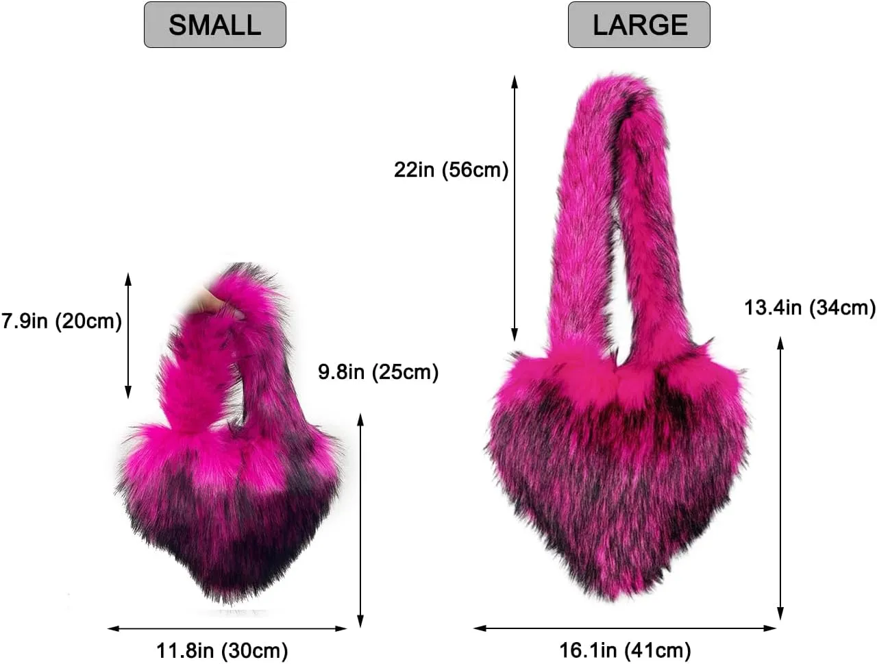 Rejolly Heart Shaped Furry Purse for Women Large Soft Shoulder Bag Fluffy Faux Fur Trendy Y2K Girls Handbag