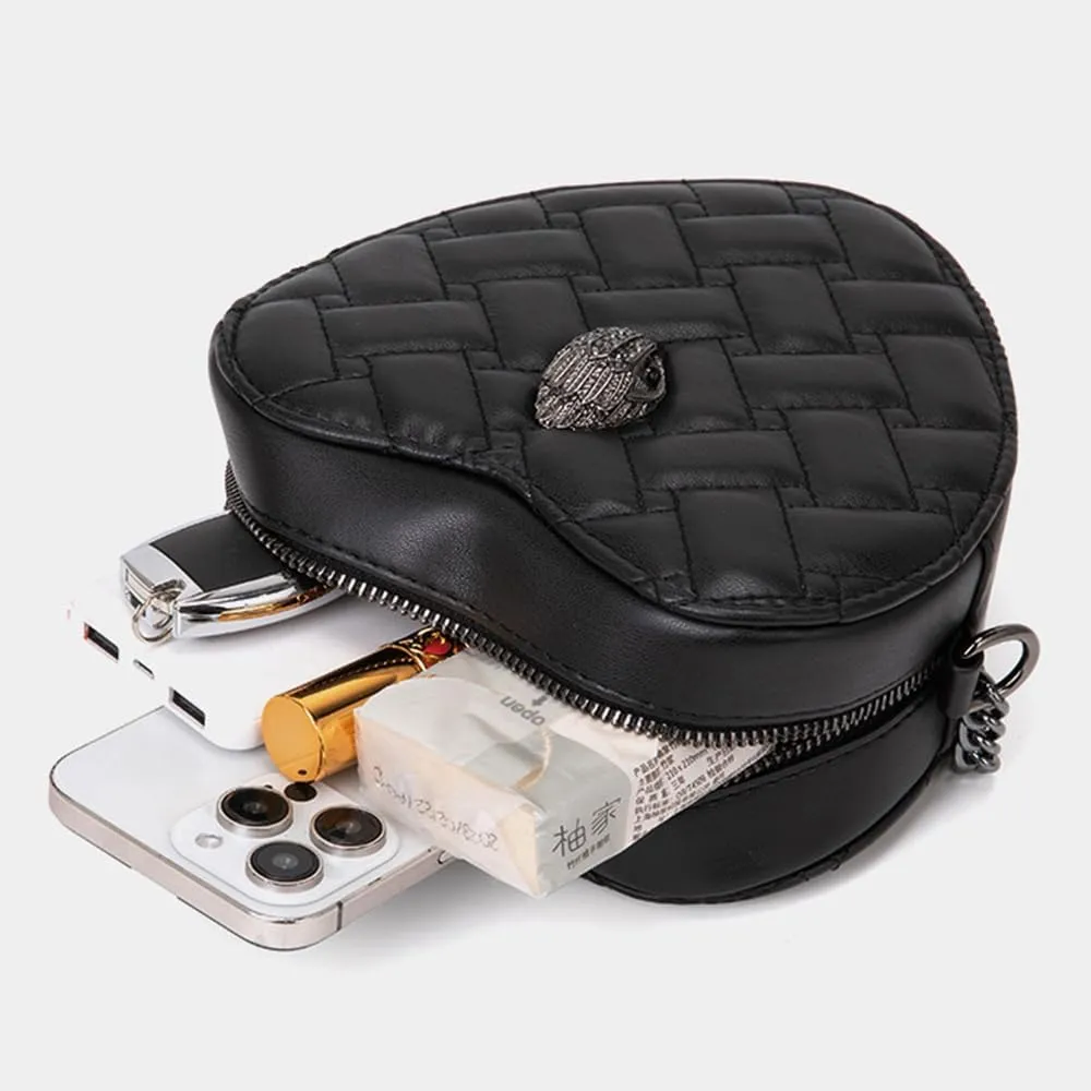 Rejolly Rainbow Stripe Heart Shaped Purse for Women Crossbody Bag Metallic PU Leather Shoulder Bag with Chain Strap