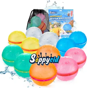 Reusable Water Balloons with Mesh Bag, Latex-Free Silicone Quick Self-Sealing Water Splash Bomb for Kids Adults Water Game, Bath Toy, Pool Toy, Summer Party Supplies (12PCS)