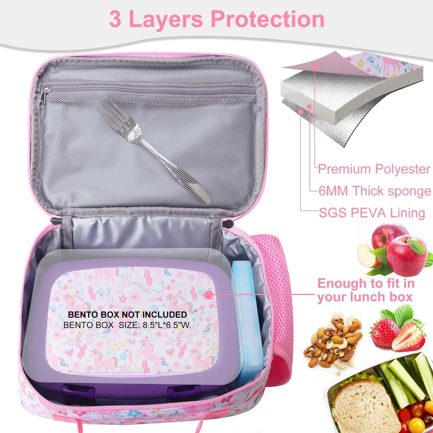 RHCPFOVR Kids Lunch Bag - Insulated Lunch Box for Boys Girls,Washable Lunch Bag and Reusable Toddler Leak-proof Lunchbox for School and Daycare