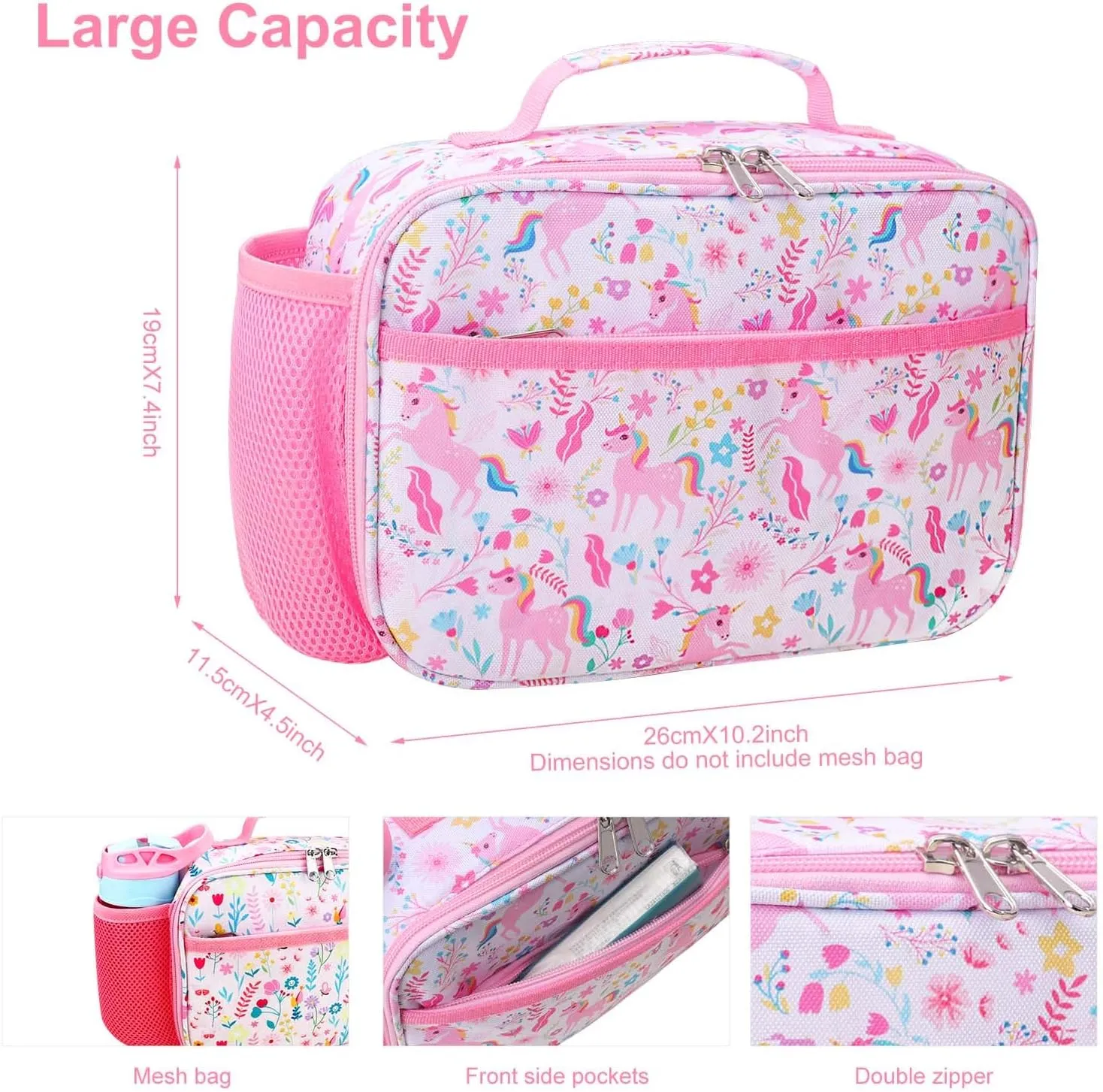 RHCPFOVR Kids Lunch Bag - Insulated Lunch Box for Boys Girls,Washable Lunch Bag and Reusable Toddler Leak-proof Lunchbox for School and Daycare