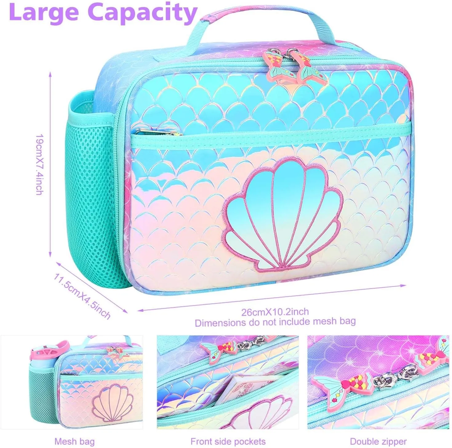 RHCPFOVR Kids Lunch Box for Girls Teens Insulated Lunch Bag Reusable Lunch Tote Kit for School Travel