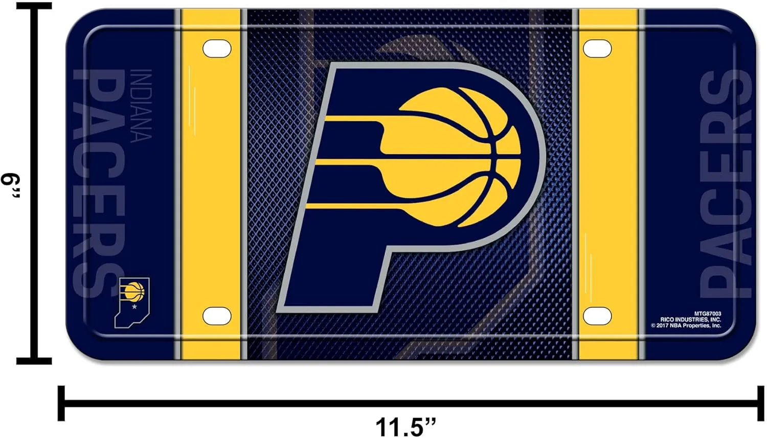 Rico Industries NBA Basketball Metal Auto Tag 6" x 12" - Great for Truck/Car/SUV