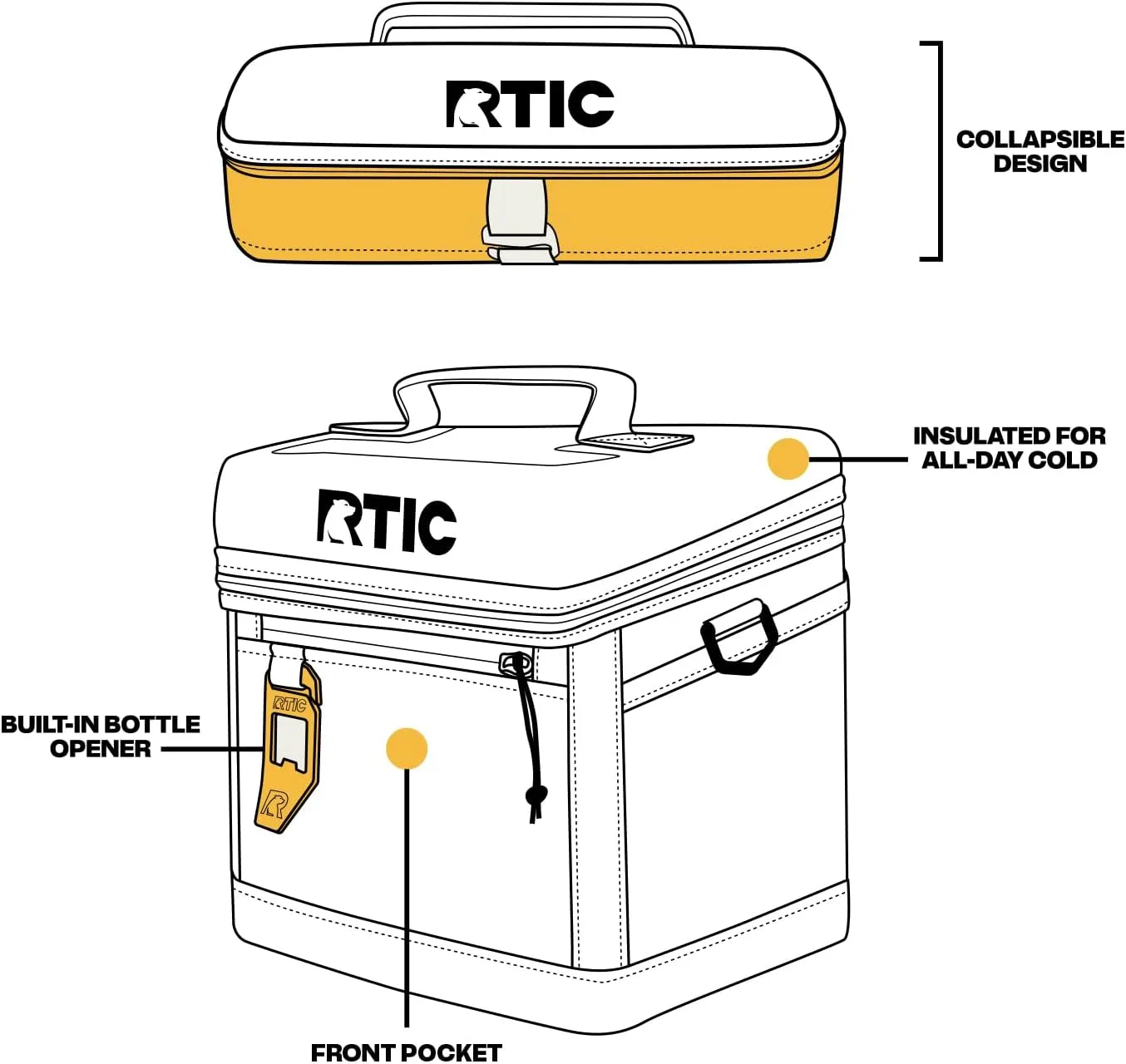 RTIC 15 Can Everyday Cooler, Soft Sided Portable Insulated Cooling for Lunch, Beach, Drink, Beverage, Travel, Camping, Picnic, for Men and Women