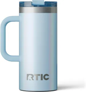 RTIC 16oz Road Trip Travel Mug with Lid and Handle, Insulated, Stainless Steel, Metal, Double Wall Vacuum-Insulation, Ceramic Lined, Portable Coffee, Tea Cup for Hot and Cold Drink, RTIC Ice Glitter