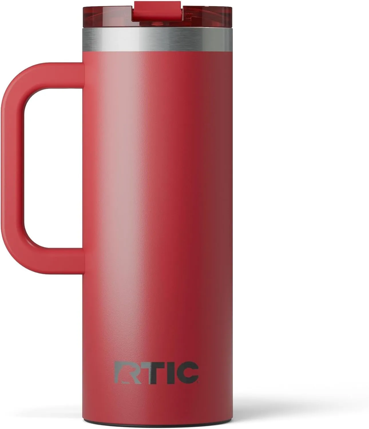 RTIC 20oz Road Trip Travel Mug with Lid and Handle, Insulated, Stainless Steel, Metal, Double Wall Vacuum-Insulation, Ceramic Lined, Portable Coffee, Tea Cup for Hot and Cold Drink, Flag Red