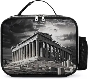 Ruins of A Temple Parthenon Acropolis Athens Greece Printed Lunch Bag Insulated Lunch Tote Bag with Detachable Handle and Side Pocket for Work Picnic Travel