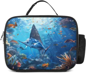 Sailfish Coral Reefs Lunch Bag for Men Women Reusable Lunchbox for Adult Small Insulated Bento Box Tote Bags