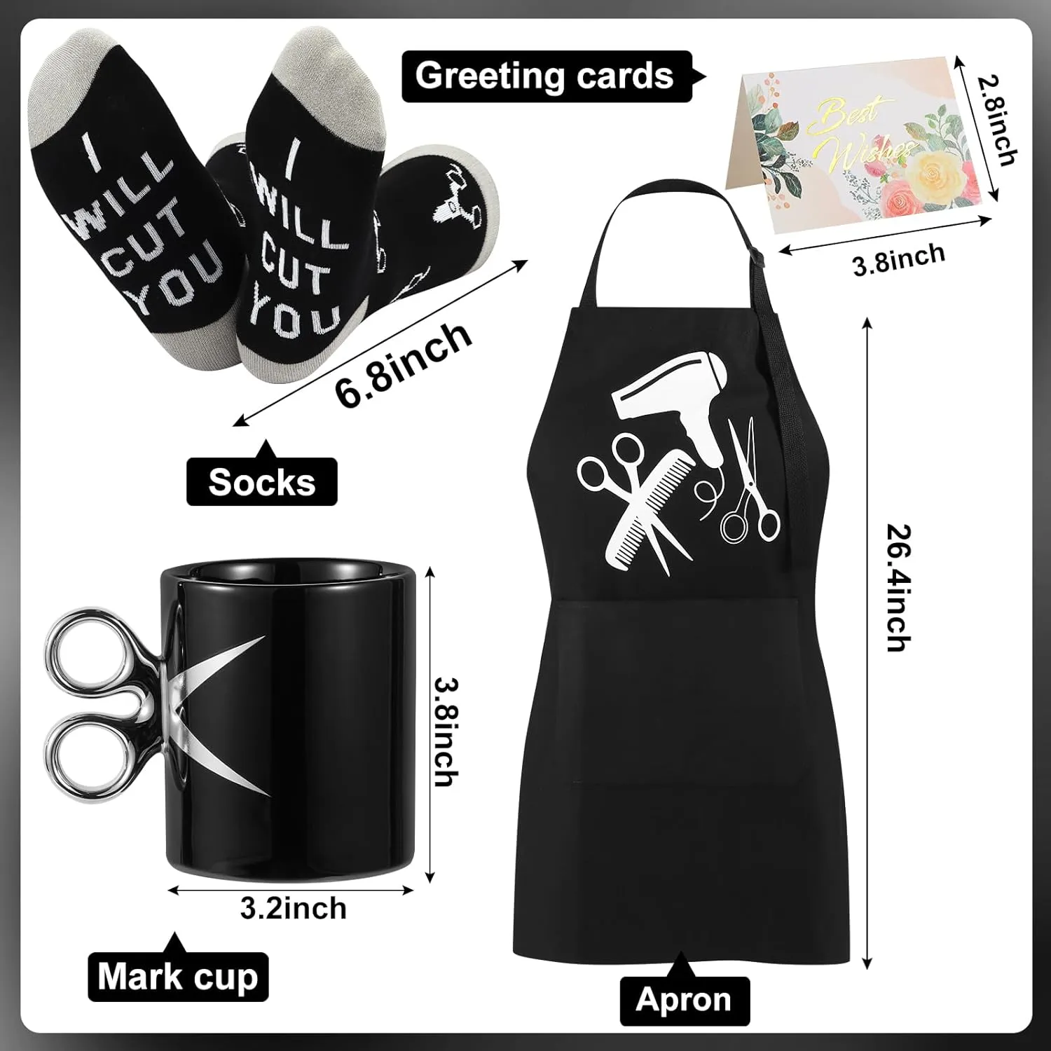 SAIWEILAI ONLINE 10 Pieces Hairdresser Gifts Set for Women Hair Stylist Appreciation Gift Set with Tumbler,Socks,Makeup Bag,Keychain,Candle,Scissor Hair Clips,Apron,Greeting Card (Mug Cup)
