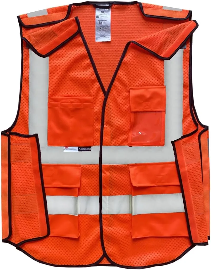 Salzmann Multi-Pocket Safety Vest - High Visibility 5-Point-Breakaway Vest - Made with 3M Reflective Material