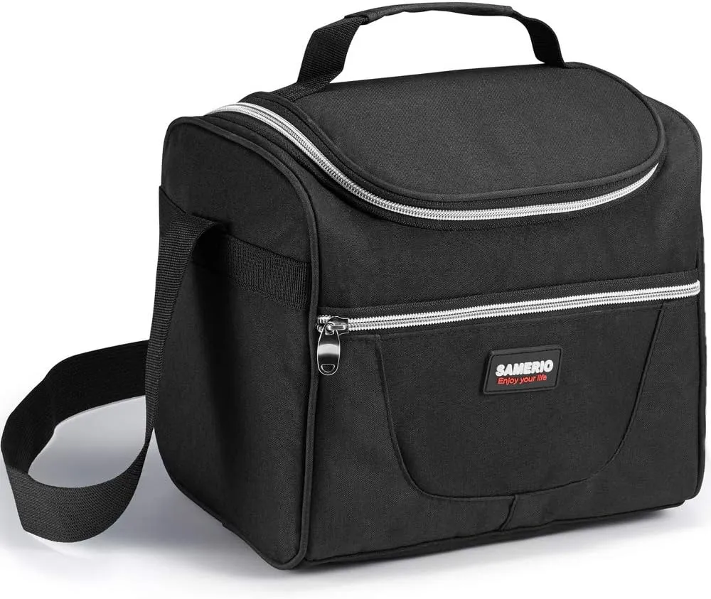 SAMERIO Insulated Lunch Bag Reusable Lunch Box Cooler Large Lunch Organizer Bento Bag Lunch Tote for Adults Men Women Office Picnic School Work with Adjustable Strap