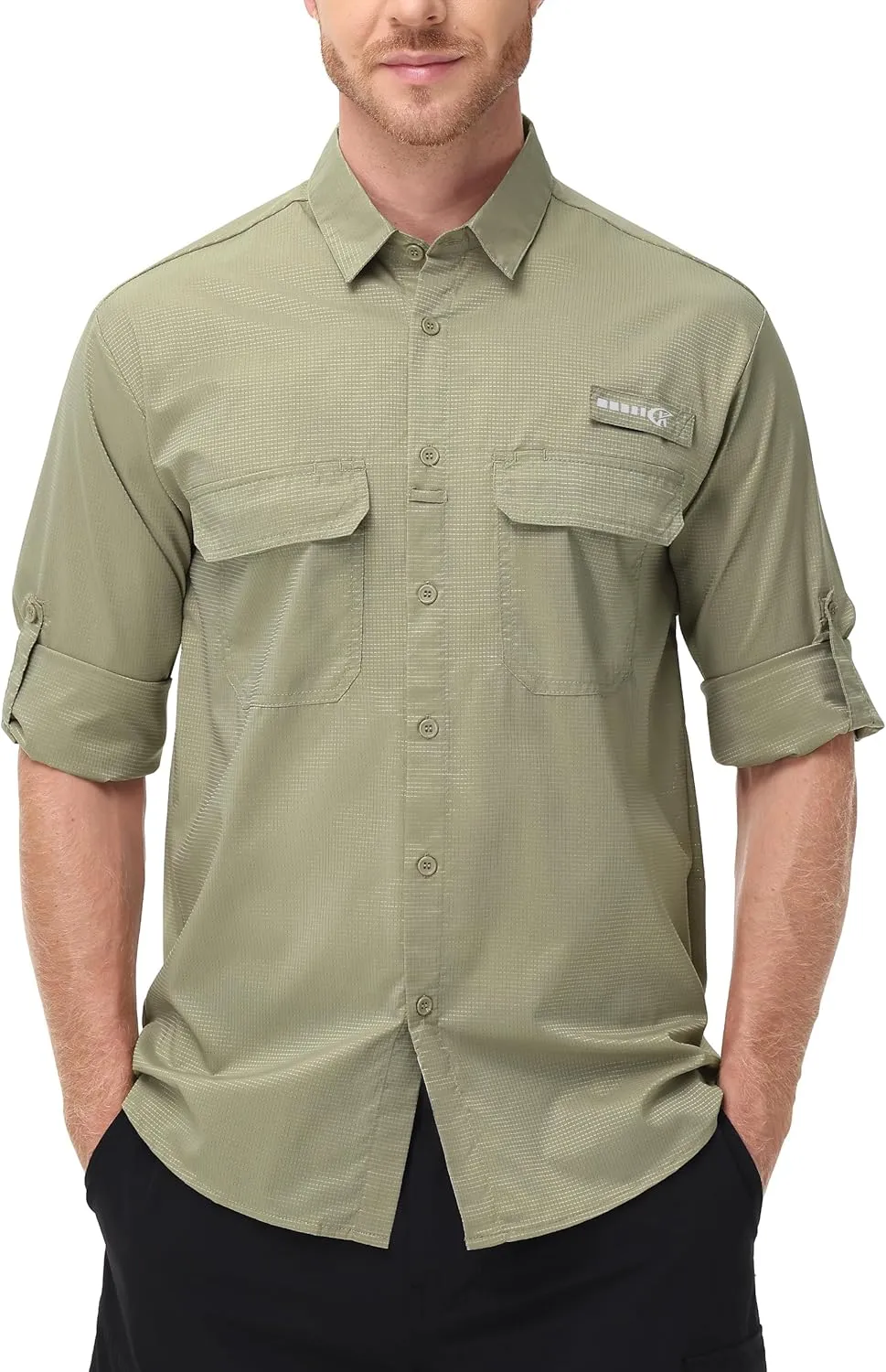 Satankud Mens Long Sleeve Fishing Shirts Sun Protection Quick Dry Cooling Hiking Shirt for Travel Safari Camping Work