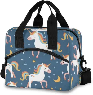 Seamless Unicorn Pattern for Textile Lunch Box for Men Women Adults Insulated Lunch Bag Cooler Bag with Adjustable Shoulder Strap for Work Picnic Travel