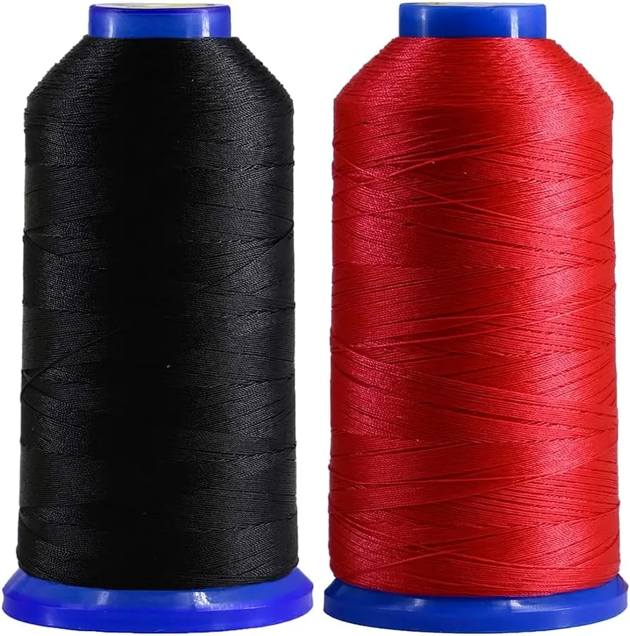 Selric [2600Yards / Black   Red] Pack of 2 Tex 90 Bonded Nylon Thread for Leather Sewing 280D/3 T90#92 Heavy Duty Upholstery Thread for Leather and Other Heavy Fabric