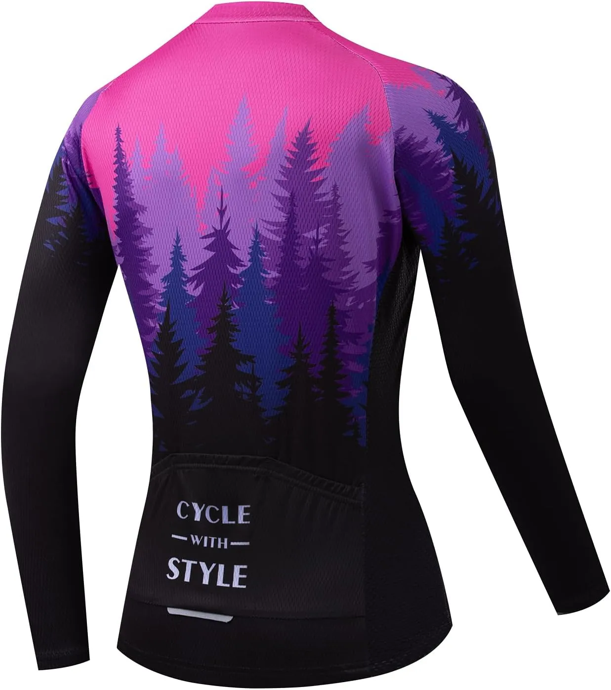 Serijoars Women's Long Sleeve Cycling Jersey MTB Shirts Quick Dry Bike Tops with Reflective Strip