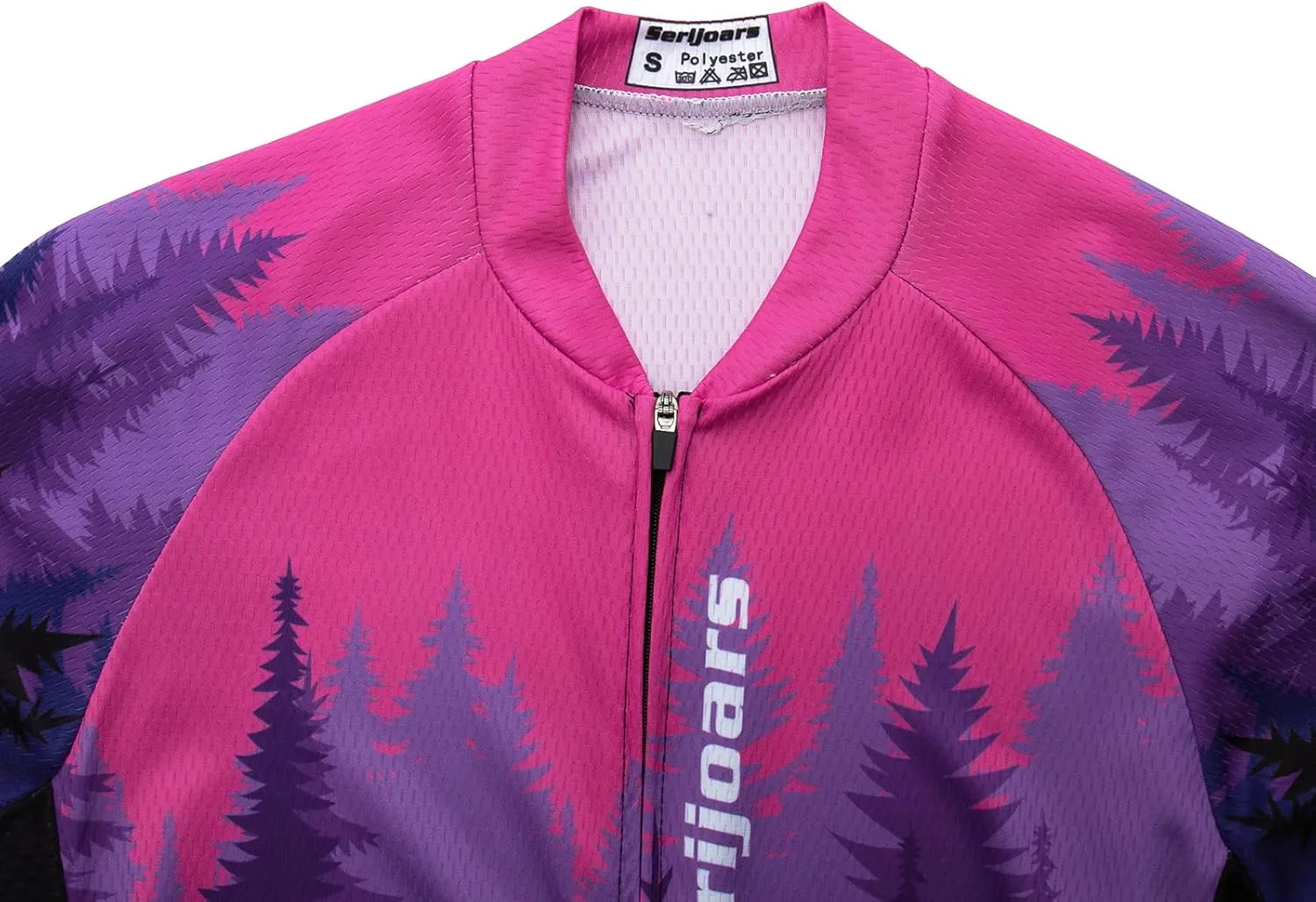 Serijoars Women's Long Sleeve Cycling Jersey MTB Shirts Quick Dry Bike Tops with Reflective Strip