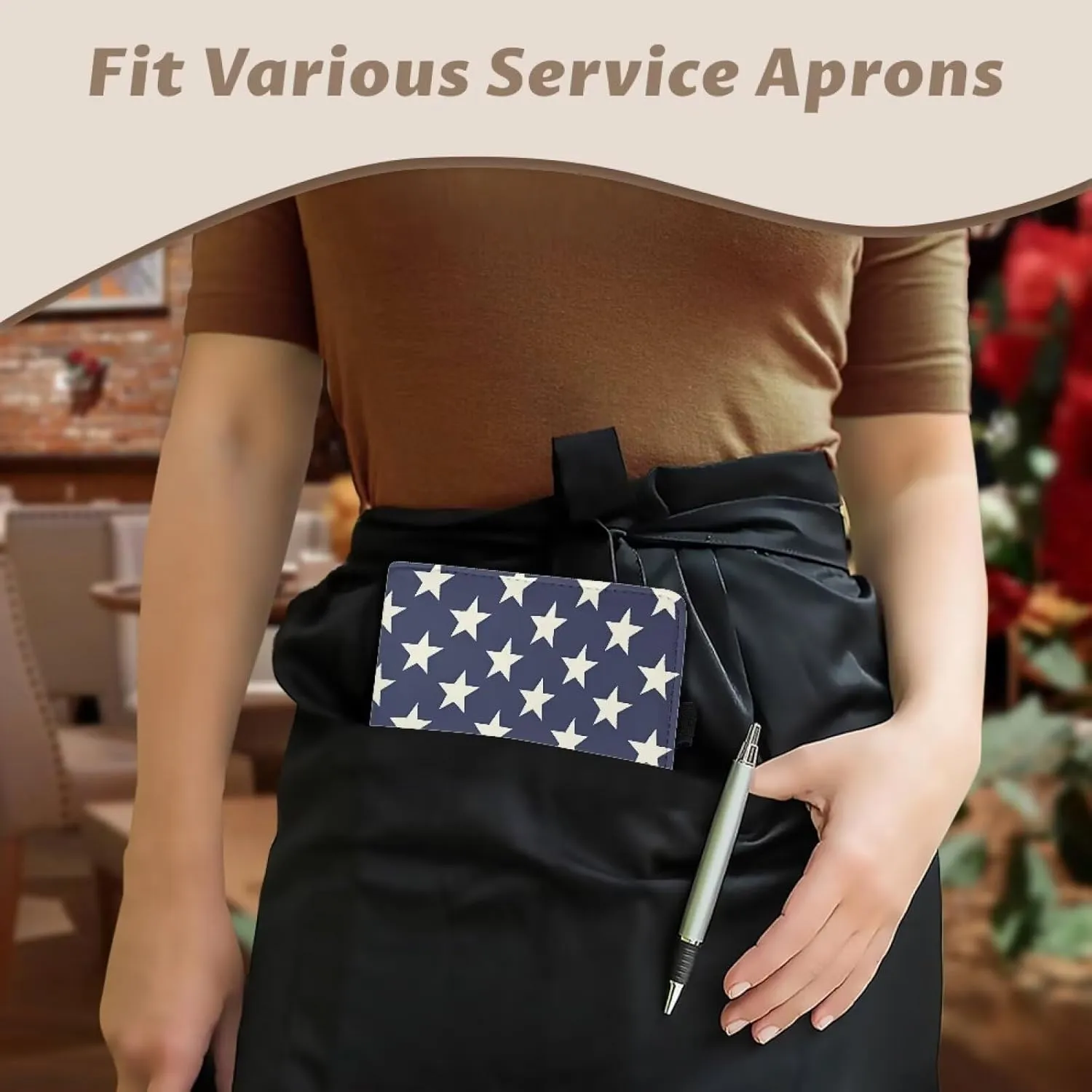 Server Book for Waitress with Zipper Pocket, 5x9 Server Wallet Restaurant Waitstaff Organizer Fit for Server Apron