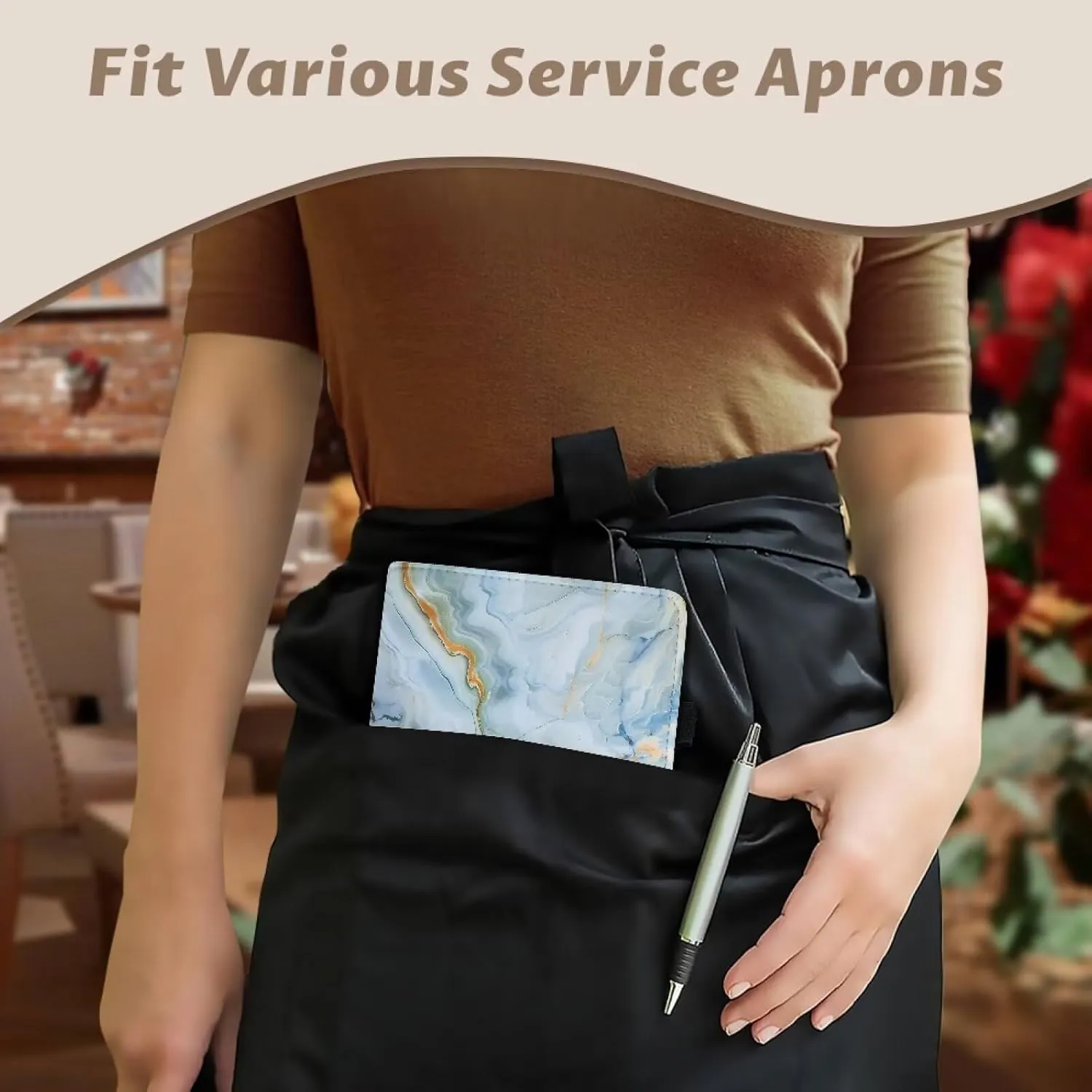 Server Book for Waitress with Zipper Pockets Leather Server Books Guest Check Presenters Fits Server Apron