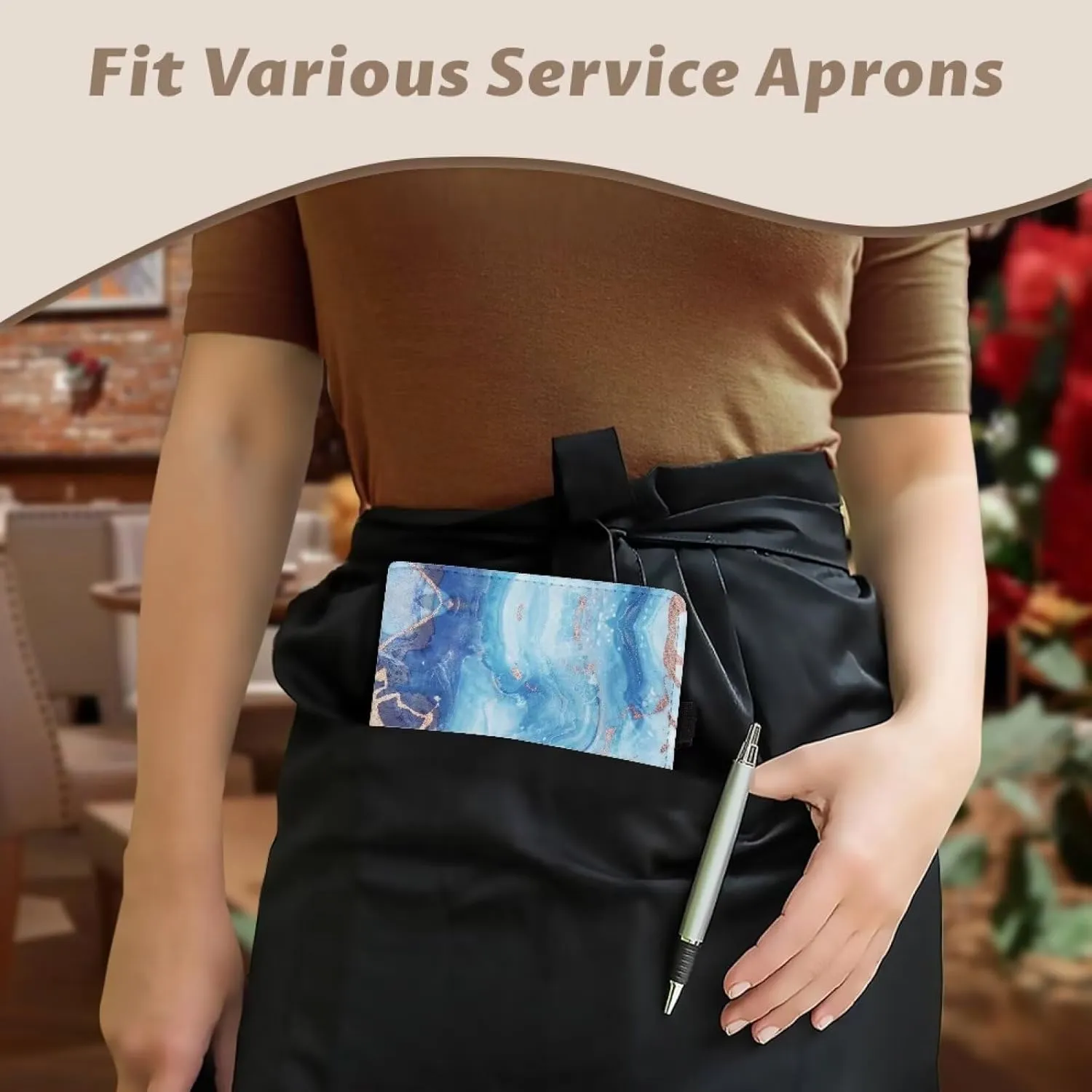 Server Book for Waitress with Zipper Pockets Leather Server Books Guest Check Presenters Fits Server Apron