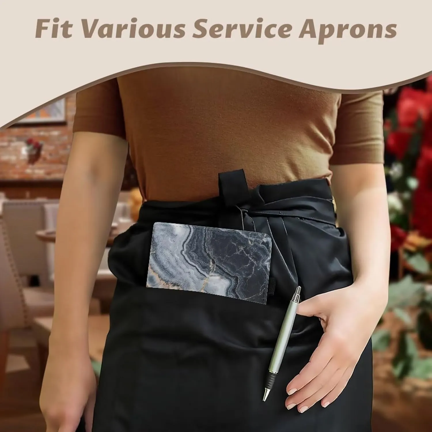 Server Books for Waitress with Zipper Pocket Leather Waitress Book Organizer Server Wallet Fit Server Aprons