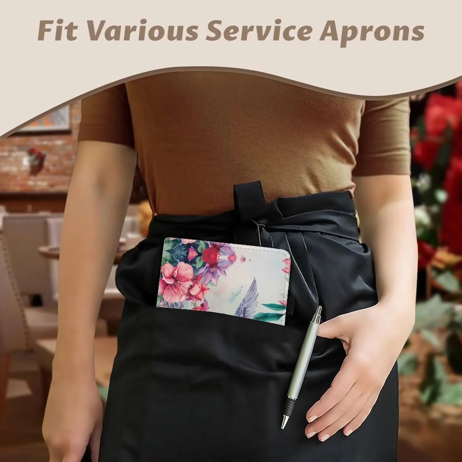 Server Books for Waitress with Zipper Pocket Leather Waitress Book Organizer Server Wallet Fit Server Aprons