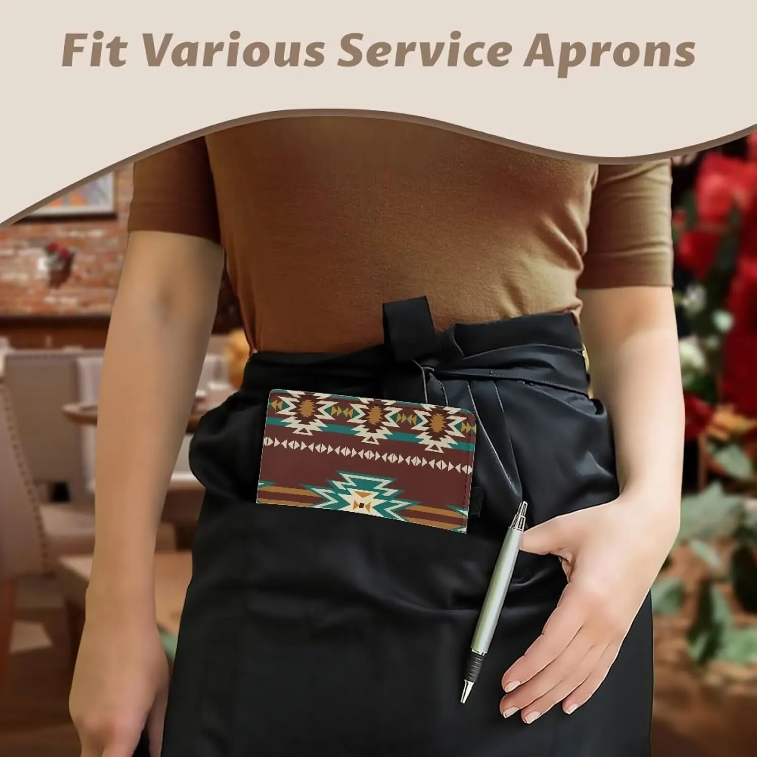 Server Books for Waitress with Zipper Pocket Leather Waitress Book Organizer Server Wallet Fit Server Aprons