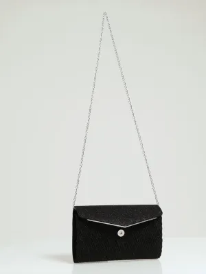 Shimmer Envelope Clutch - Black