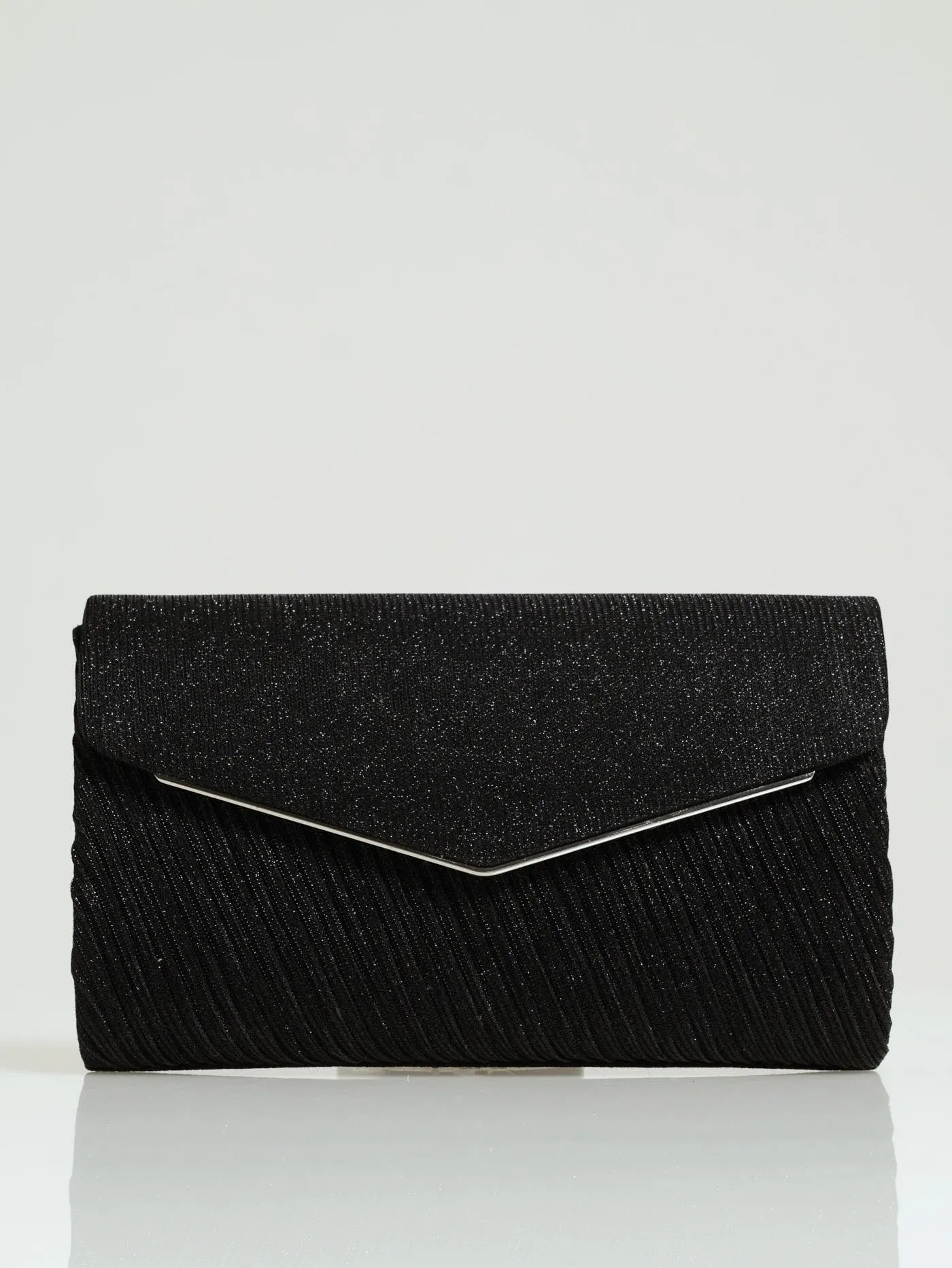 Shimmer Envelope Clutch - Black