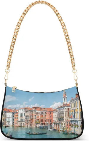 Shoulder Bag for Women Beautiful View Of Venice Hobo Purses Handbags for Women with Chain Strap