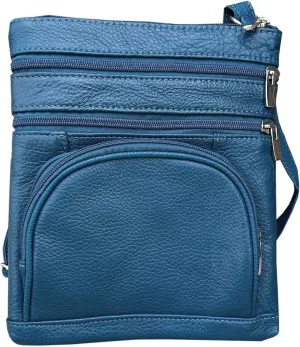 SILVERFEVER Women’s RFID-Blocking Crossbody Shoulder Bag - Top Grain Leather, Adjustable Strap, Multiple Pockets