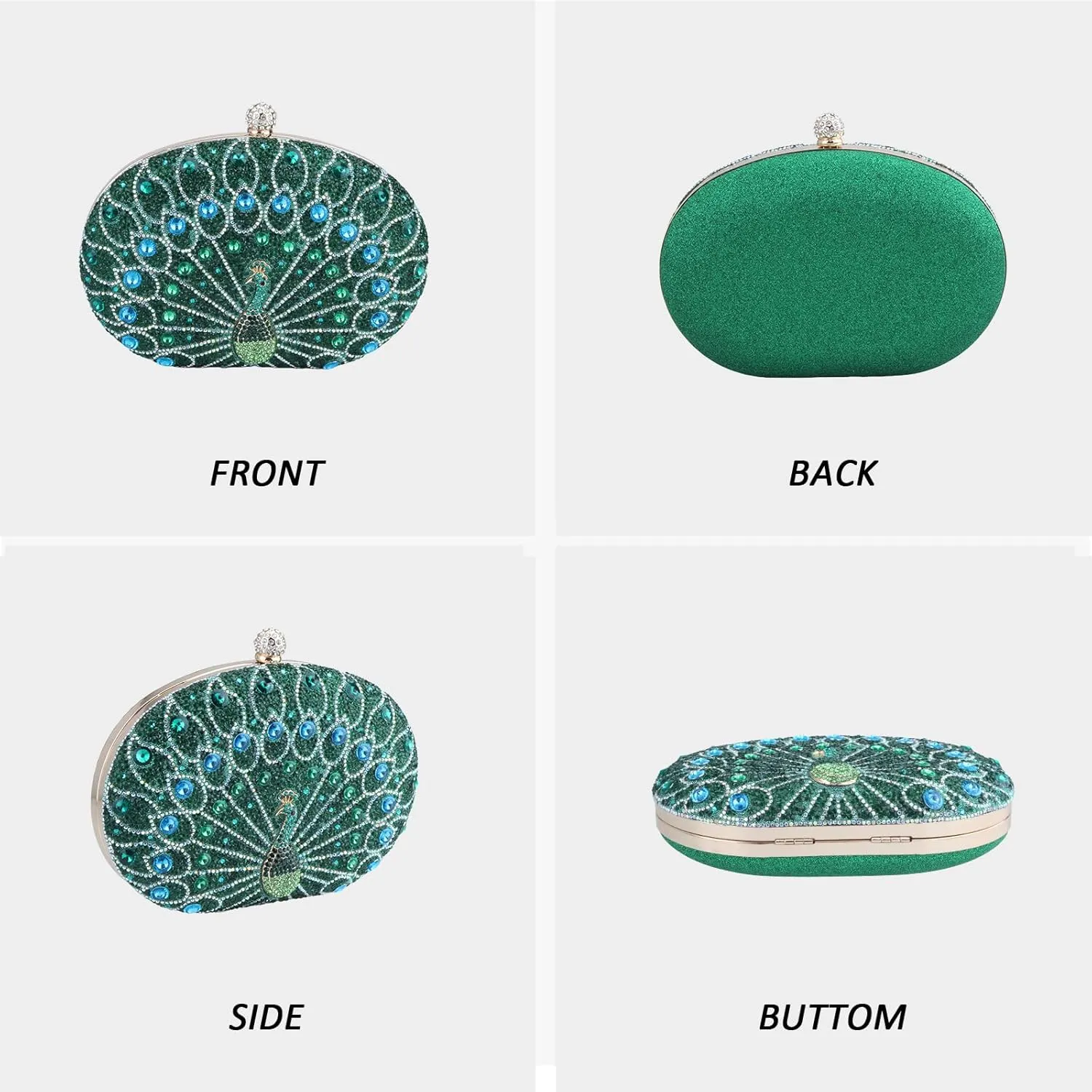 Simcat Clutch Purses for Women, Rhinestone Glitter Peacock Evening Handbag Formal Clutch Bag for Wedding Party Prom