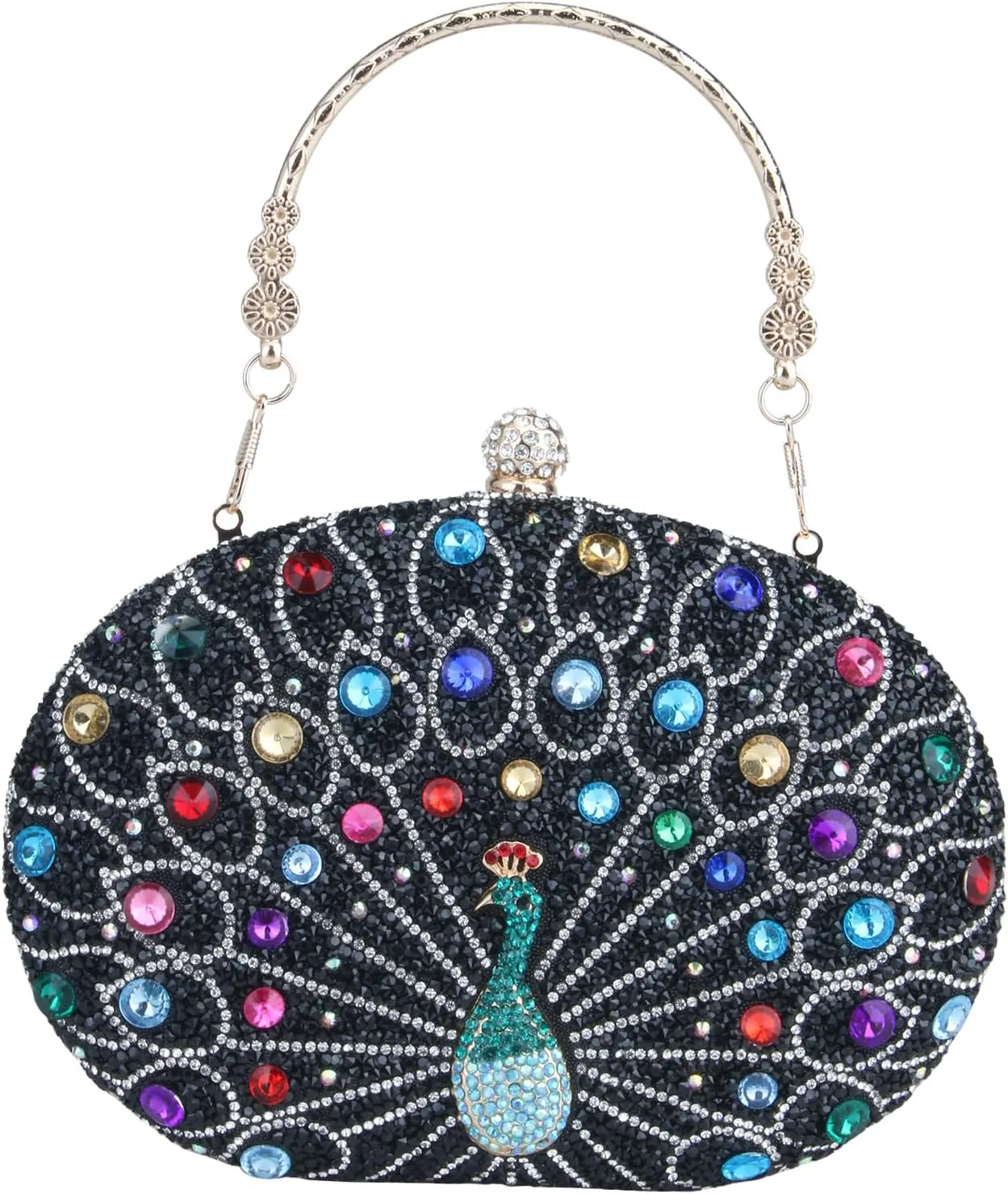 Simcat Clutch Purses for Women, Rhinestone Glitter Peacock Evening Handbag Formal Clutch Bag for Wedding Party Prom