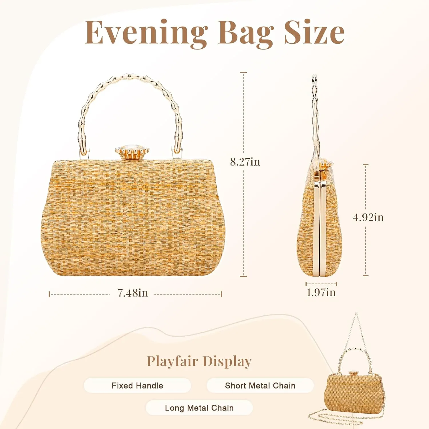 Simcat Straw Clutch Purses for Women Beach Boho Woven Handbags Crossbody Shoulder Bag Evening Bag