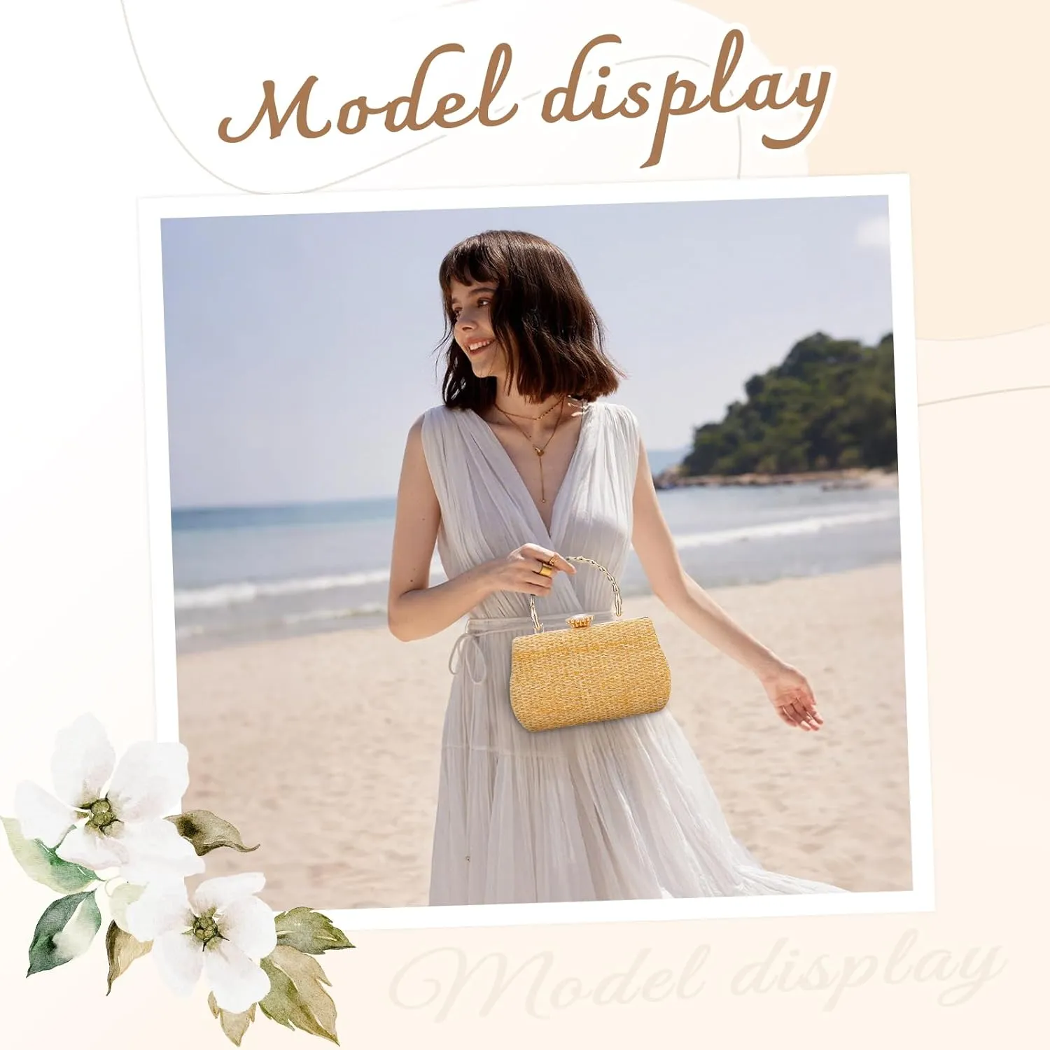 Simcat Straw Clutch Purses for Women Beach Boho Woven Handbags Crossbody Shoulder Bag Evening Bag