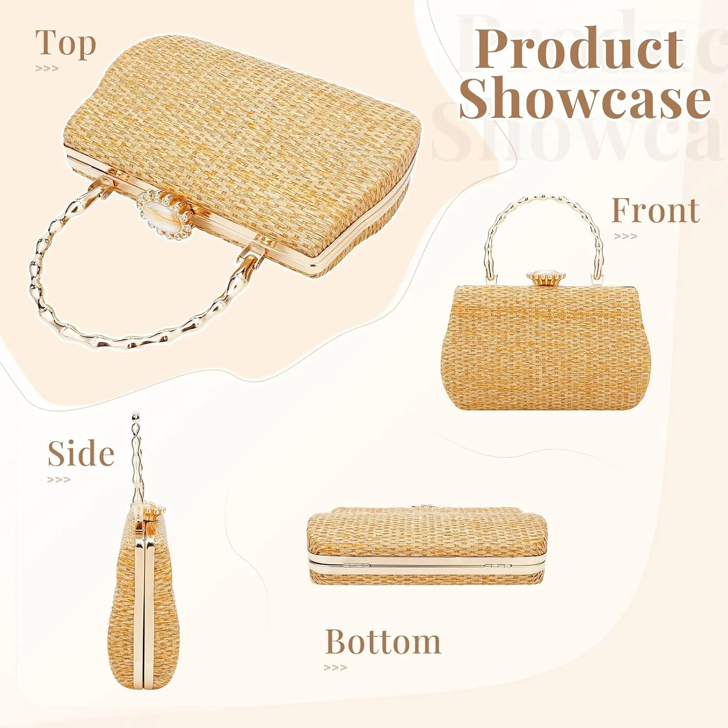 Simcat Straw Clutch Purses for Women Beach Boho Woven Handbags Crossbody Shoulder Bag Evening Bag