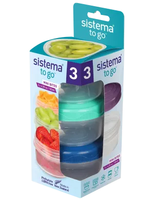 Sistema Mini Bites To Go Food Container Pack of 3, 130ml